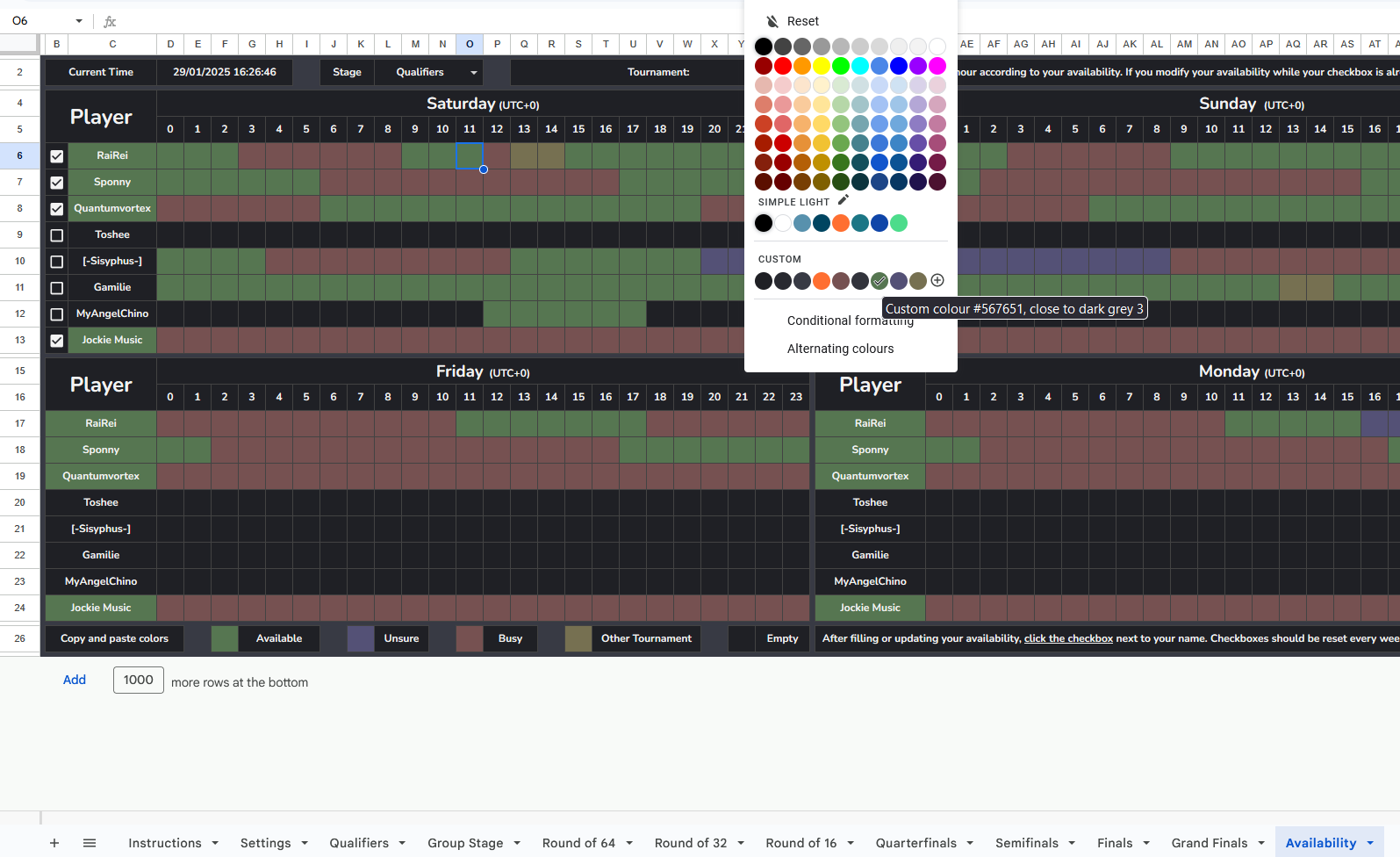 RussianVaxei sheet availability setup
